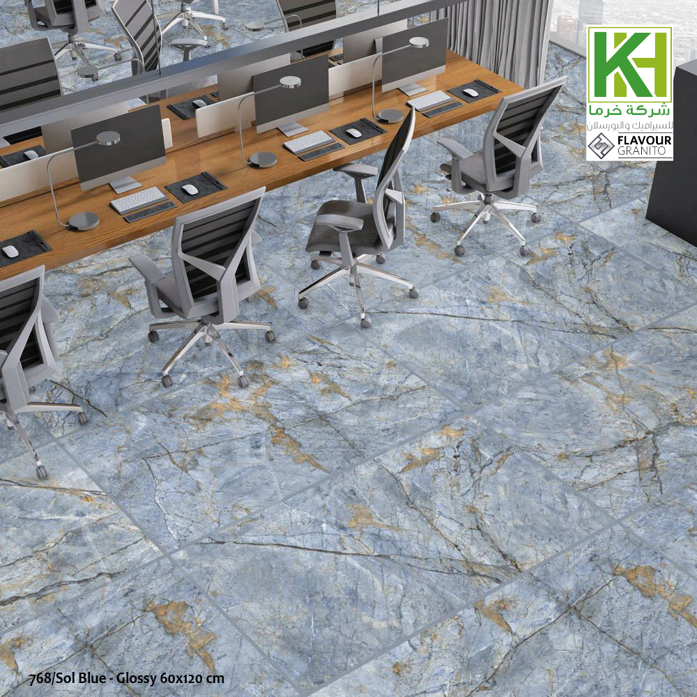 Picture of Indian Glossy Porcelain tile  60x120 cm Sol Blue